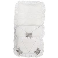 Plain White/Silver Footmuff/Cosytoes With Large Bows & Lace (New Design)